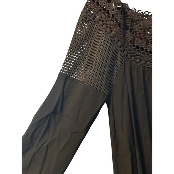 NWT Umgee Black Crocheted Top Boho Tunic Dress Size M - Picture 3 of 7